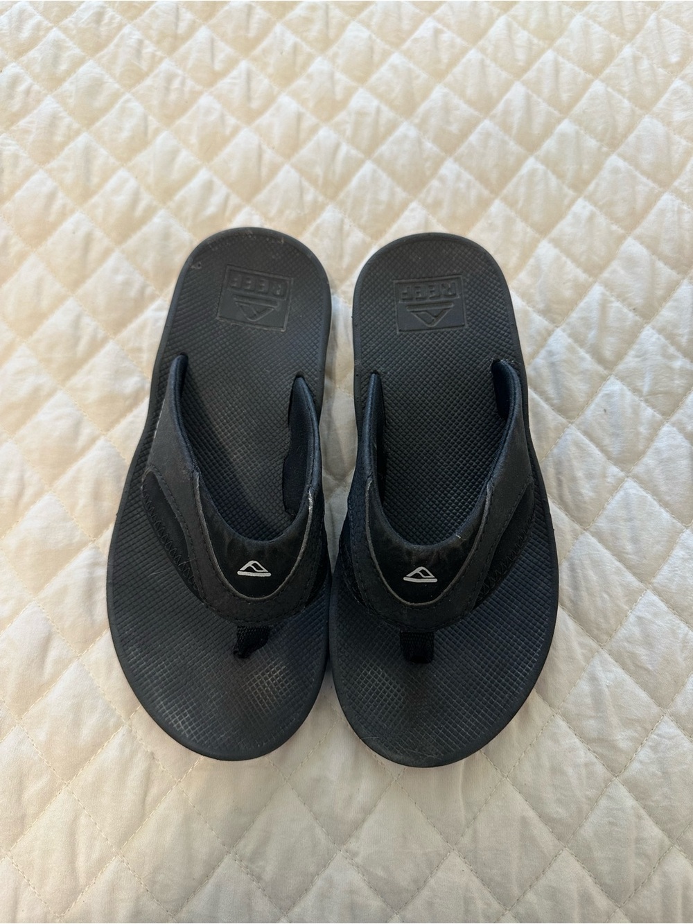 Reef Black Kids Slip-On Sandals with White Logo